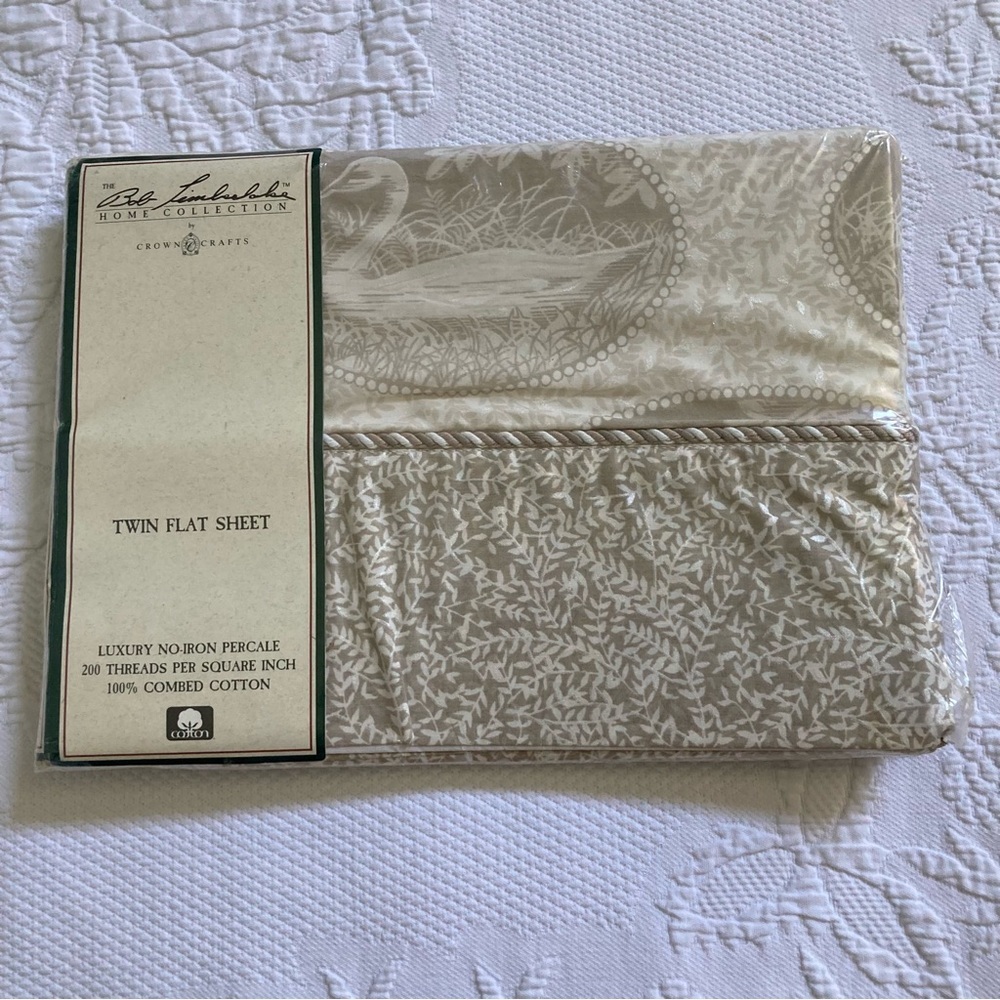 New Vintage  swan twin flat sheet luxury no iron percale cotton fabric cutter